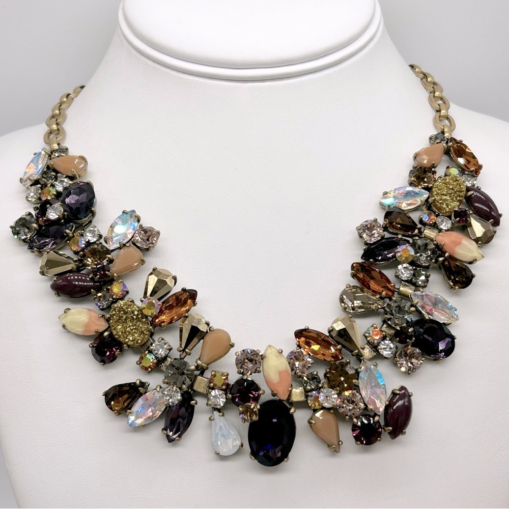 J. Crew Multi-Color Rhinestone Druzy Necklace - image 1